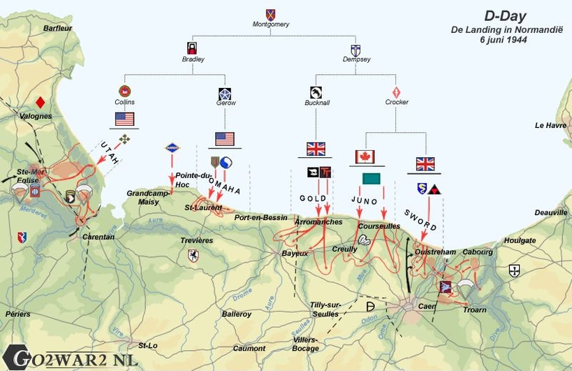 Airborne Assault Map for D-Day, D-Day +75