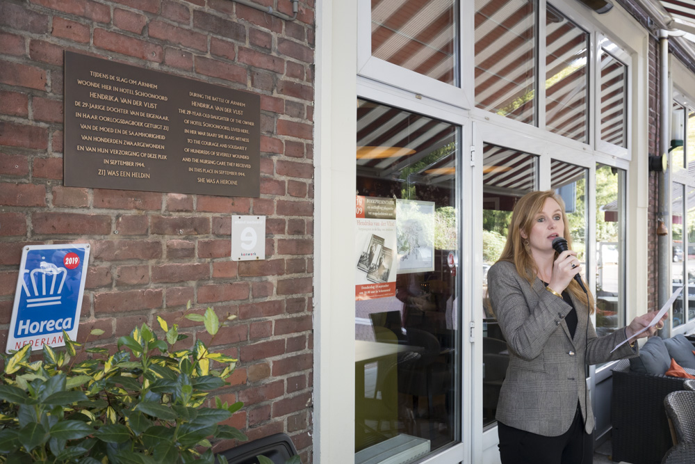 Unveiling plaque Hendrika van der Vlist