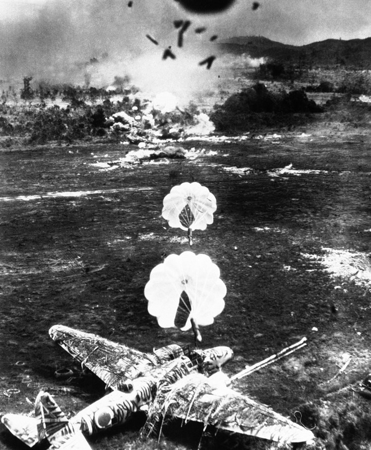 Parachute-Borne Fragmentation Bombs in Action