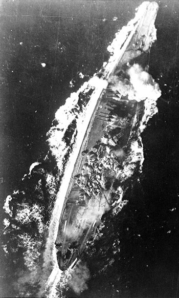 Photo: Japanese Battleship Yamato Ablaze.