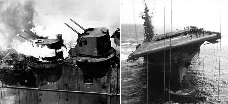 Photo: U.S.S. Franklin attacked.